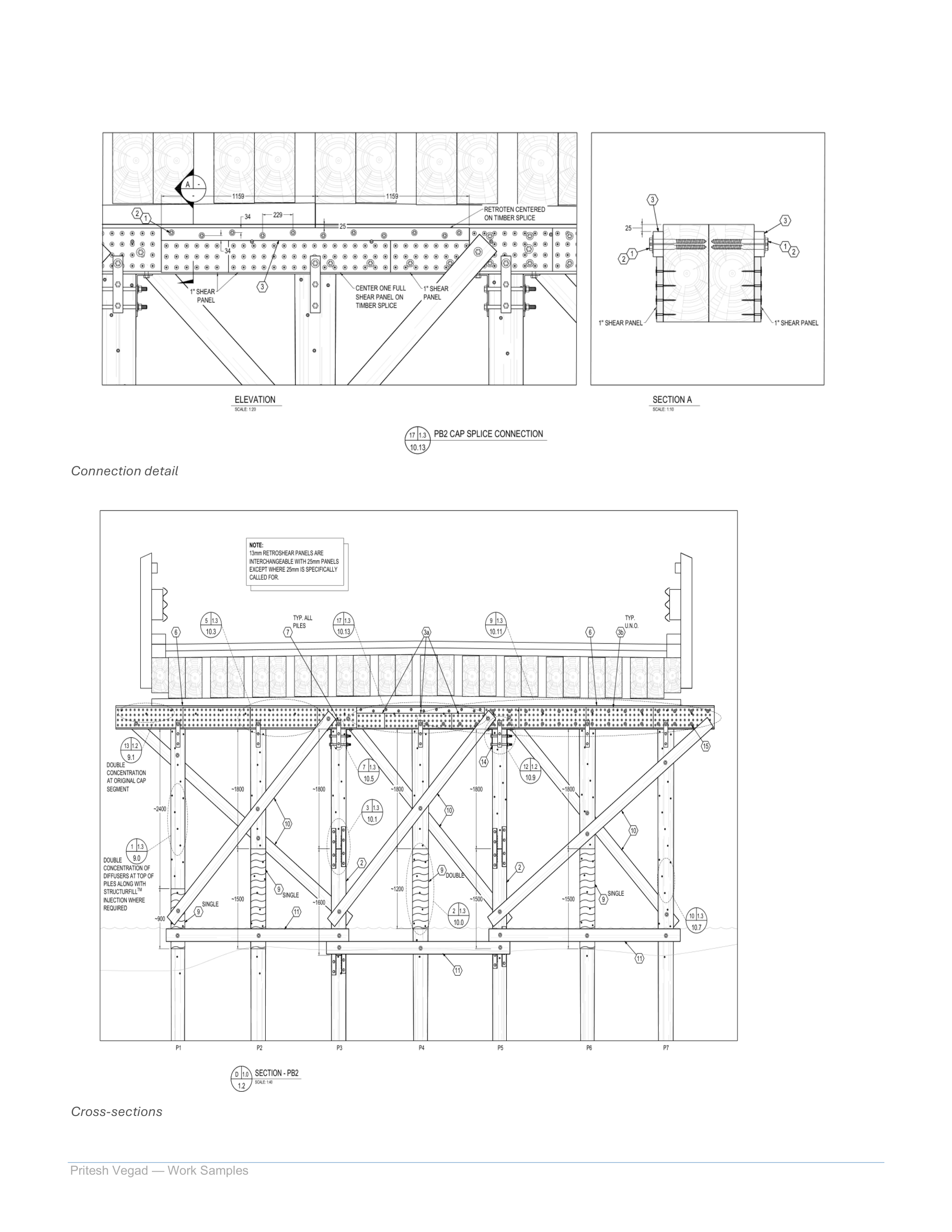 Restoration drawing — connection detail