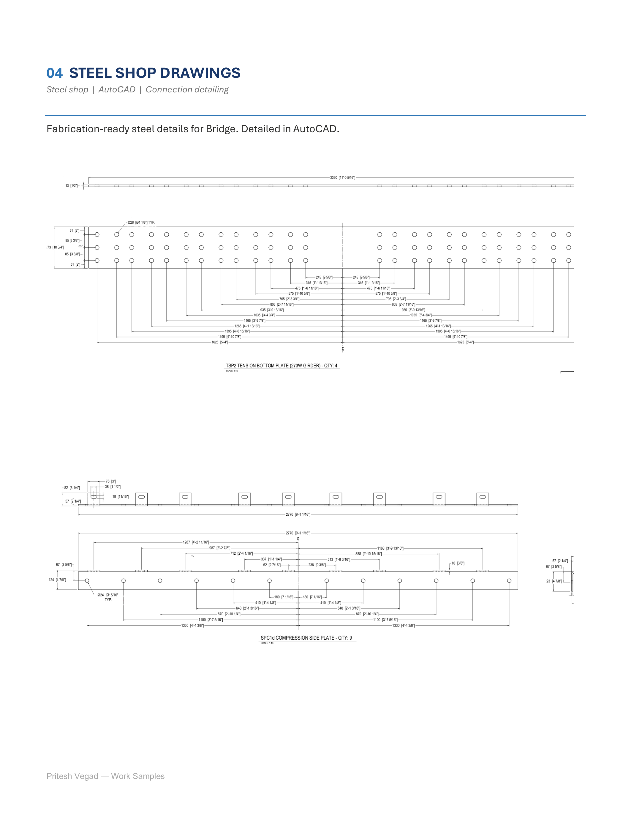 Steel Pony Truss — general arrangement and section views