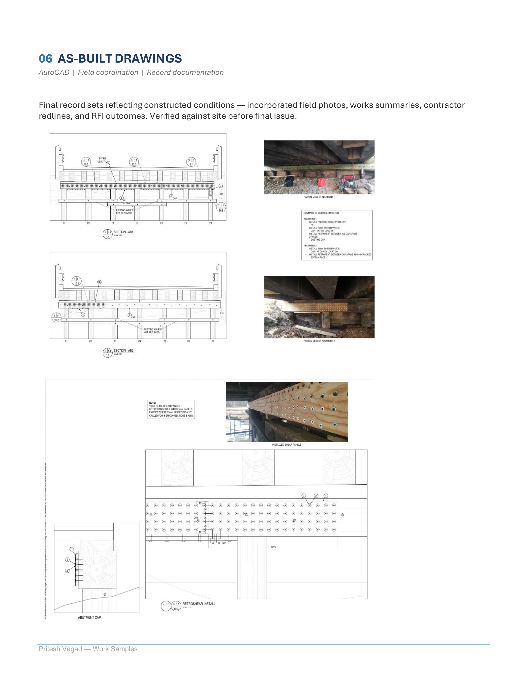 As-built drawing — plan and section